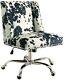 Microfiber Draper Office Chair Cow Print Soft Plush Chrome Base Black and White