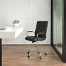 Mid-Back Black LeatherSoft Executive Swivel Office Chair with Chrome Frame/Arms