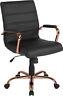 Mid-Back Leather Executive Swivel Office Chair with Chrome Base and Arms