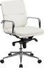 Mid-Back White LeatherSoft Swivel Office Chair withSynchro-Tilt Mechanism &Arms