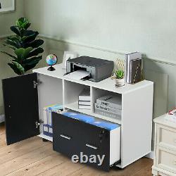 Mobile File Cabinet Printer Stand With Wheels, Home Office Corner Storage Cabinet