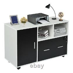 Mobile File Cabinet Printer Stand With Wheels, Home Office Corner Storage Cabinet
