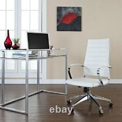 Modern Office Desk Chair High Back Swivel with 5 Caster Dual-Wheel Base, White