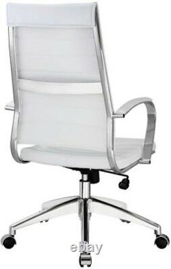 Modern Office Desk Chair High Back Swivel with 5 Caster Dual-Wheel Base, White