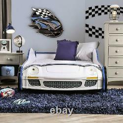 Modern White Chrome Wheel Police Car Bed Fun Toddler Children Home Furniture NEW