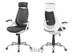 Monarch Specialities Office Chair White / Grey Mesh / Chrome High-Back Exec