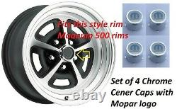 Mopar Rims Centers Chrome Center Wheel with Mopar White Logo 66-74 Set of 4 NEW