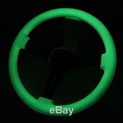 NRG 35cm Chrome 2Deep Dish Spoke Glow In Dark Wood Grip Steering Wheel White