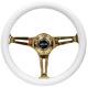 NRG Classic WHITE Grain steering wheel 350mm with Chrome Gold Spoke (ST-015CG-WT)