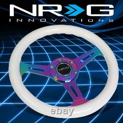 NRG Performance 310mm White Wood Grain Handle Neo Chrome Spoke Steering Wheel