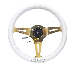 NRG ST-015CG-WT Classic Wood Grain Steering Wheel (350mm) White Grip withChrome