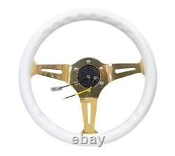 NRG ST-015CG-WT Classic Wood Grain Steering Wheel (350mm) White Grip withChrome Go
