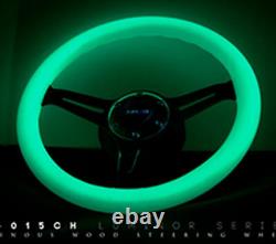 NRG Steering Wheel 350mm Luminor WHITE & GLOW In The Dark Wood NeoChrome Spokes