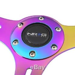 NRG White Wood Grain/Neo Chrome 3 Spokes Deep Dish 6-Bolt 350mm Steering Wheel
