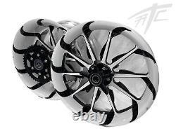 Ninja Stock Size White & Black Contrast Tornado Wheels 12-20 Kawasaki Ninja Zx14