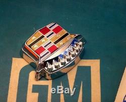 Nos 80 96 Cadillac Trunk Lock Cover Crest Emblem Flip LID Ornament Gm Oem Trim