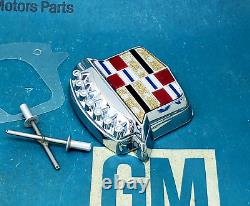 Nos 80 96 Cadillac Trunk Lock Cover Emblem Flip LID Crest Deck Slider Gm Flipper
