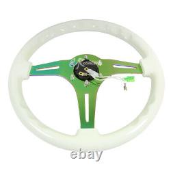 Nrg Aluminum 35cm Steering Wheel Neo Chrome Iridium Spoke Glow-in-the-dark White