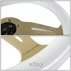 Nrg St-015cg-wt 350mm Chrome Gold 3-spoke White Wood Grain Grip Steering Wheel
