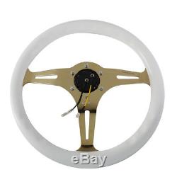 Nrg St-015cg-wt 350mm Chrome Gold Spokes White Wood Grain Grip Steering Wheel
