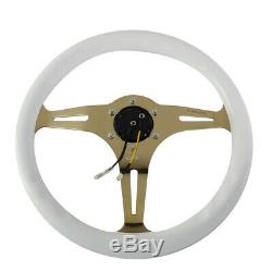 Nrg St-015cg-wt 350mm Chrome Gold Spokes White Wood Grain Grip Steering Wheel