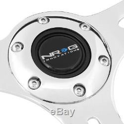 Nrg St-015ch-wt 350mm White Wood Handle Chrome 2deep Dish Spoke Steering Wheel