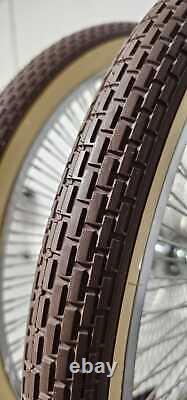 OG LOWRIDER 26 144 SPOKE CHROME DAYTON RIM SET With BROWN/CREAM BRICK TIRES