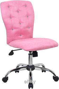 Office Chair Fabric Tilt Tension Control And Dual Wheel Casters Pink Chrome