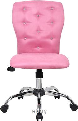 Office Chair Fabric Tilt Tension Control And Dual Wheel Casters Pink Chrome