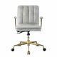 Office Chair, Vintage White Top Grain Leather & Chrome