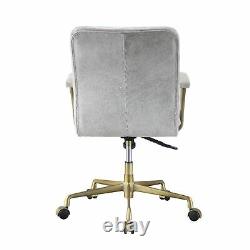 Office Chair, Vintage White Top Grain Leather & Chrome