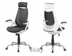 Office Chair White / Grey Mesh / Chrome High-back Exec