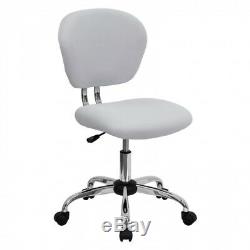 Office Desk Chair White Mesh Upholstered Chrome Base Wheels Armless Furniture
