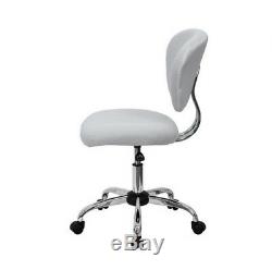 Office Desk Chair White Mesh Upholstered Chrome Base Wheels Armless Furniture