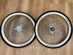 Pair 26 Cruiser Lowrider LETTERS Bicycle Dayton CHROME Wheel Set 144 Spoke