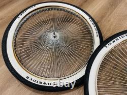 Pair 26 Cruiser Lowrider LETTERS Bicycle Dayton CHROME Wheel Set 144 Spoke