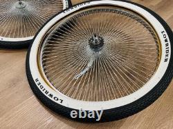 Pair 26 Cruiser Lowrider LETTERS Bicycle Dayton CHROME Wheel Set 144 Spoke
