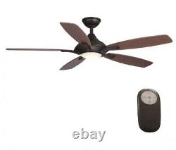 Petersford 52'' LED Indoor Oil Rubbed Bronze Ceiling Fan with Light Kit and Remote