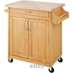 Portable Movable Wood Kitchen Island Cart Storage Rack Cutting Board with Wheels