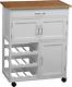 Premier Housewares Kitchen Trolley with Bamboo Top 84 x 67 x 37 cm, White