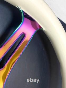 Rare NRG Neo Chrome White Wood Steering Wheel 350 USDM