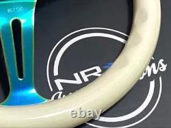Rare NRG Neo Chrome White Wood Steering Wheel 350 USDM Rare NRG Neo Chrome White Wood Steering Wheel 350 USDM