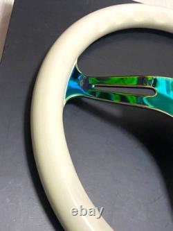 Rare NRG Neo Chrome White Wood Steering Wheel 350 USDM