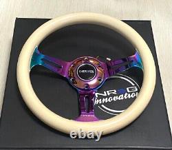 Rare NRG neo-chrome white wood steering wheel 310mm USDM