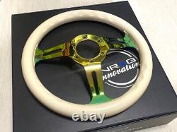 Rare NRG neo-chrome white wood steering wheel 310mm USDM