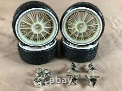 Rc Lowrider gold chrome spoke dayton 1/10 Scale deep dish wire wheels white wall