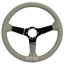 Reproduction Steering Wheel. White Leather Chrome Spokes