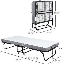 Rollaway Bed Folding Bed with 4 Mattress Portable Foldable Guest Bed with Metal