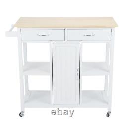 Rolling Kitchen Cart Gadget Movable Storage Serving Trolley with Wheels White