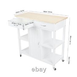 Rolling Kitchen Cart Gadget Movable Storage Serving Trolley with Wheels White